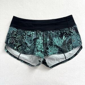 Lululemon Run Speed Up Shorts 2.5” 4-way Memoir Multi Green Black Print 6 Reg